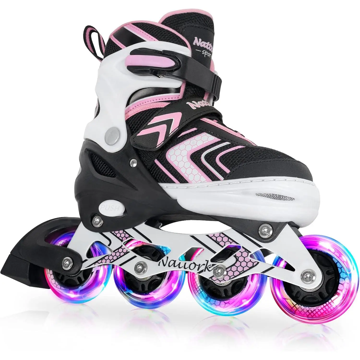 Nattork Inline Skates for  Girls Boys with Full Light Up Wheels,Adjustable Safe Durable Inline Skates,Outdoor Roller Skates for Girls Boys Youth Beginners