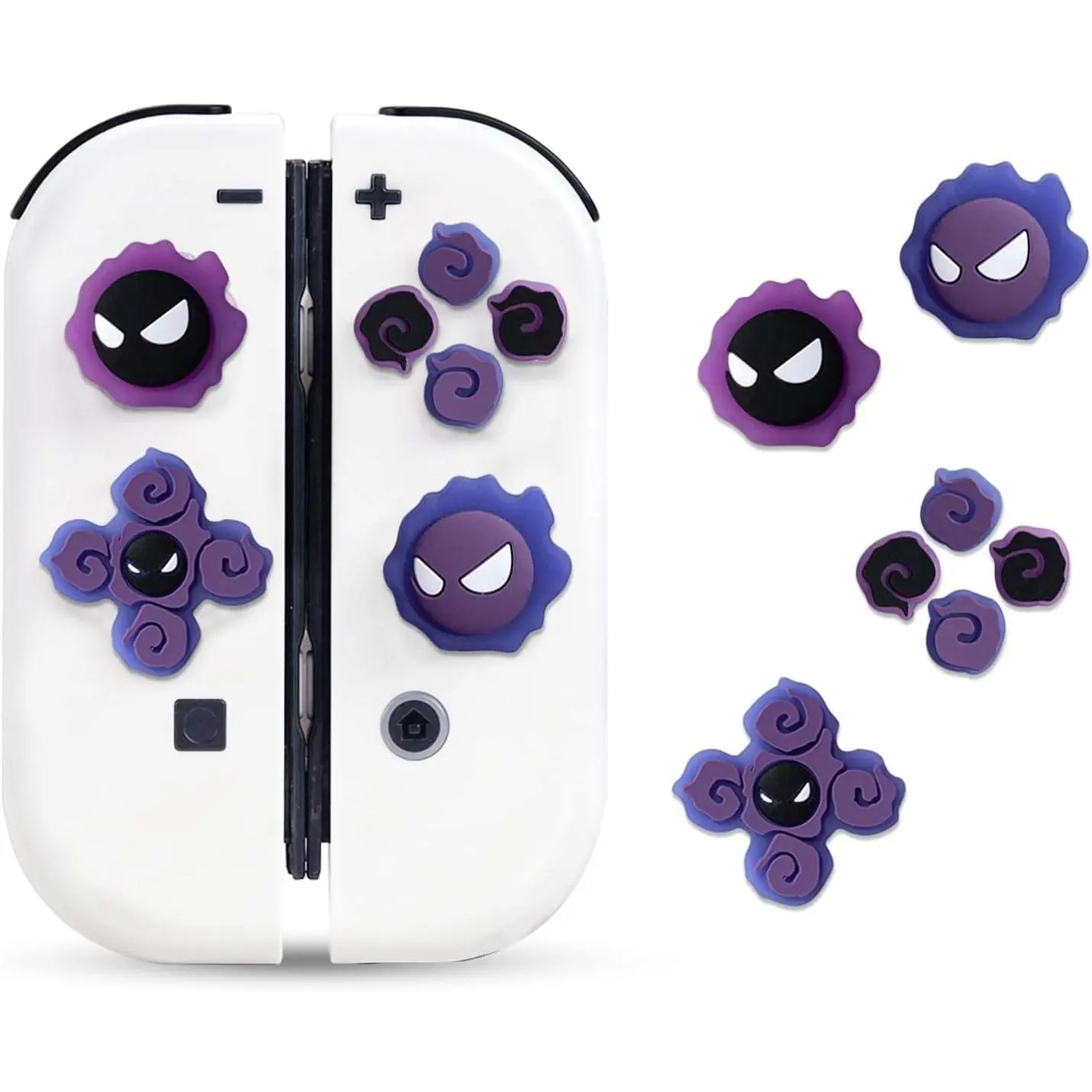 Jusy Cross D-Pad Button Caps & Thumb Grips Set - Gaming Accessories, Controller & Game Console Accessories, Luminous 3D Soft Silicone ABXY Stickers & Joystick Covers for Nintendo Switch/OLED/Lite (094)