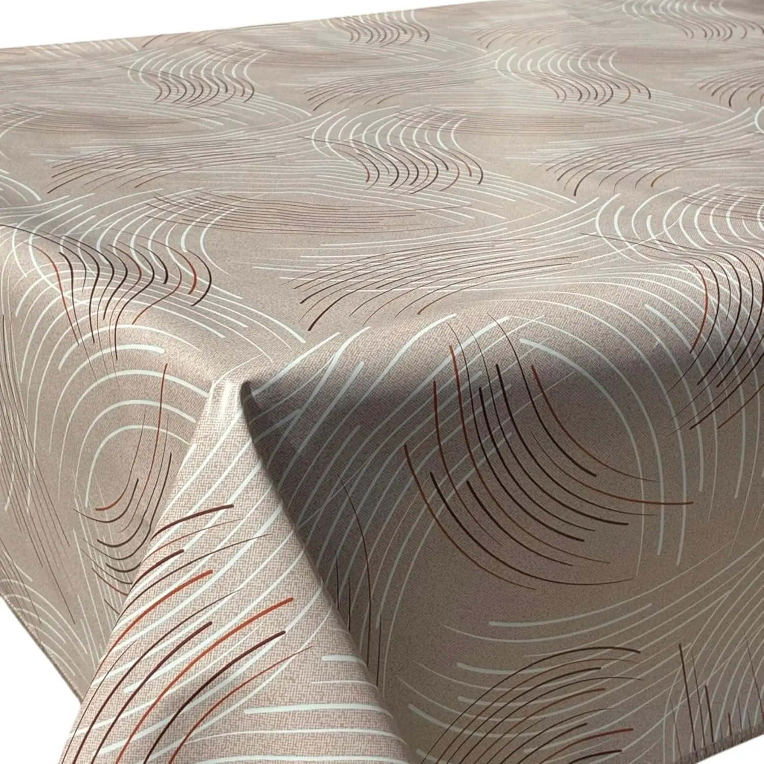 Heavy Duty Flannel-Backed Vinyl Tablecloth, Easy-to-Wipe-Clean Oilcloth, Waterproof Plastic Rectangle Tablecover, 55x71 in Milky Brown for Home & Festive Decorations