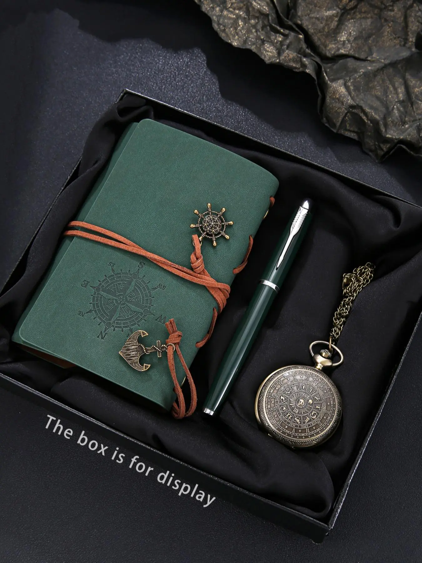 3pcs Men's Casual Retro Quartz Watch Set, Includes Pen & Pirate Notebook, Perfect Gift for Father's Day, Graduation, Christmas, Birthday, Fathers Day Present, Gift Sets, Fathers Day Gifts Set