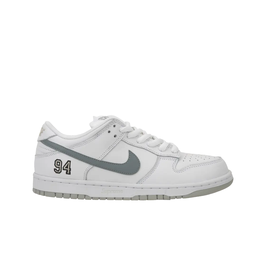 Supreme x Nike Dunk Low SB 'White Metallic Silver' HQ8487-100