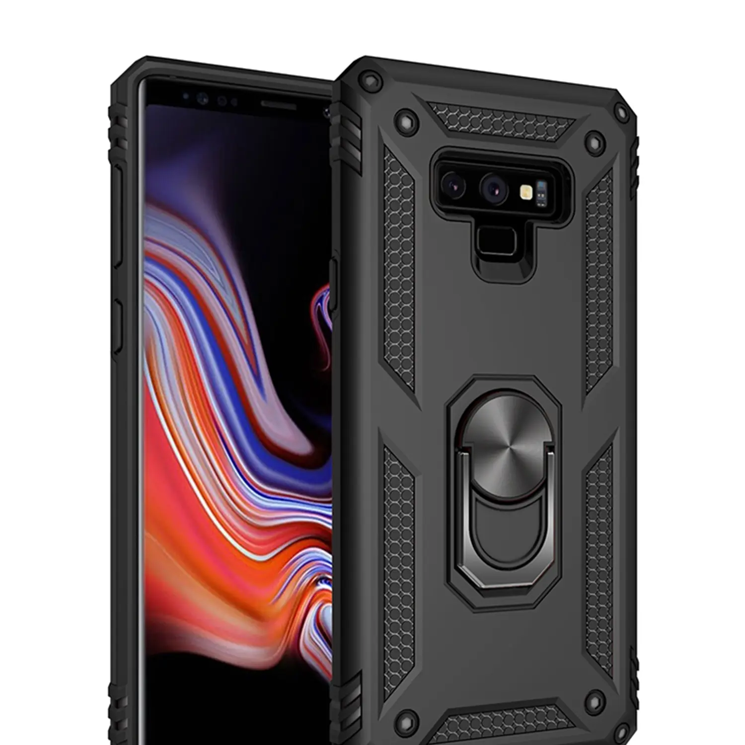 Case Cover for Samsung Galaxy Note 9 Shockproof, 360° Rotatable Magnetic Stand, Durable Outdoor, Anti-Slip Ring Holder, Cellphone Accessory for Samsung Galaxy Note 9 Phone Case