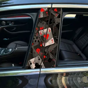 2PCS  Flame Poker Rhythm Car Stickers, B-Pillar & Hood Vinyl Decals, Waterproof Scratch-Resistant Universal Car Decals for Sedan, SUV & MPV