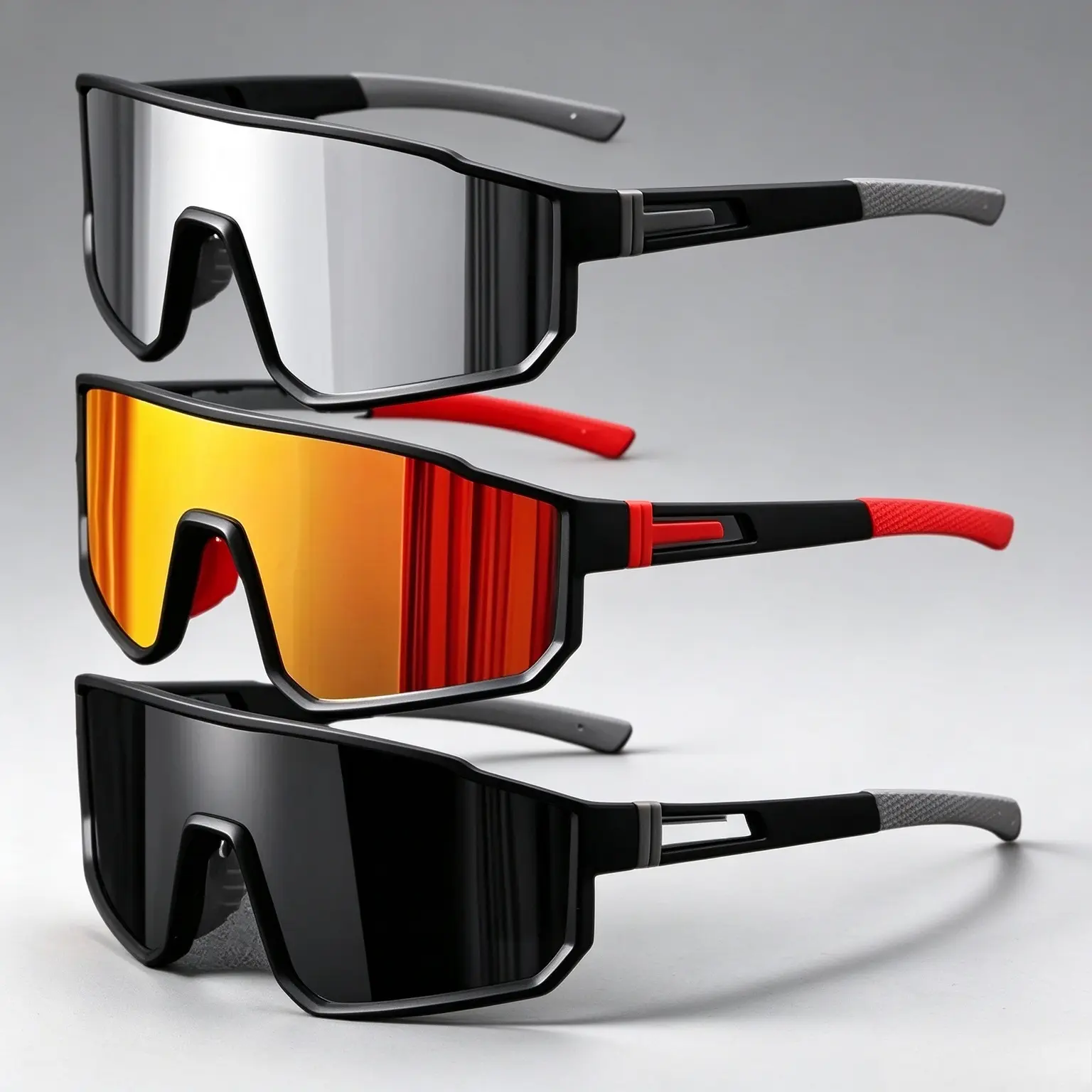 Unisex 3-Pack Cycling Sunglasses - UV400 Shield, Windproof, Lightweight, Durable Sports Eyewear for Running, Hiking