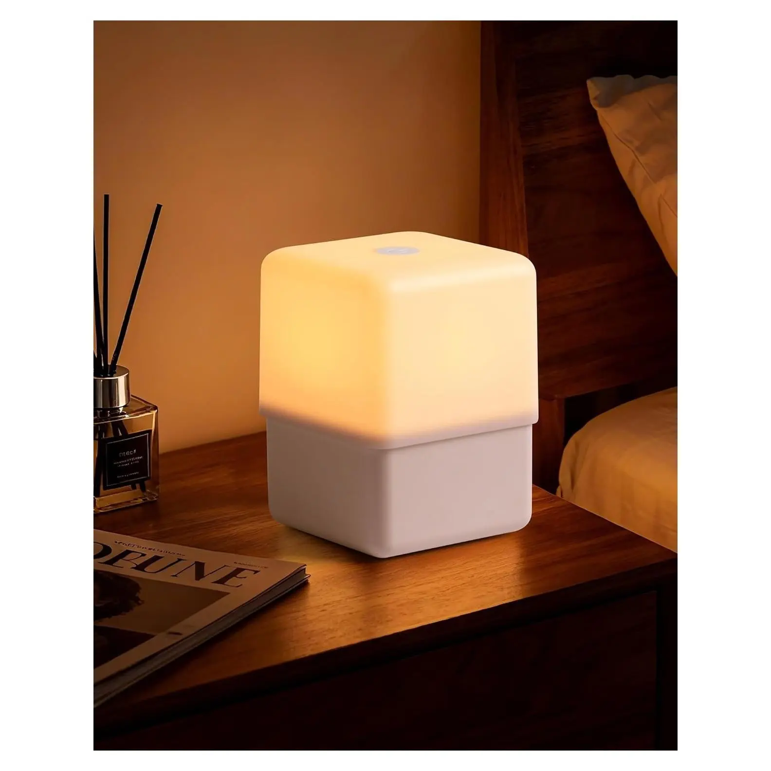 Touch Lamp for Nightstand, Cordless Warm Night Light for Baby Nursery/Sleep Aid, Dimmable 2600K Amber, 2000mAh Rechargeable, Small Bedside Nightlight for Kids and Adults' BedroomGift
