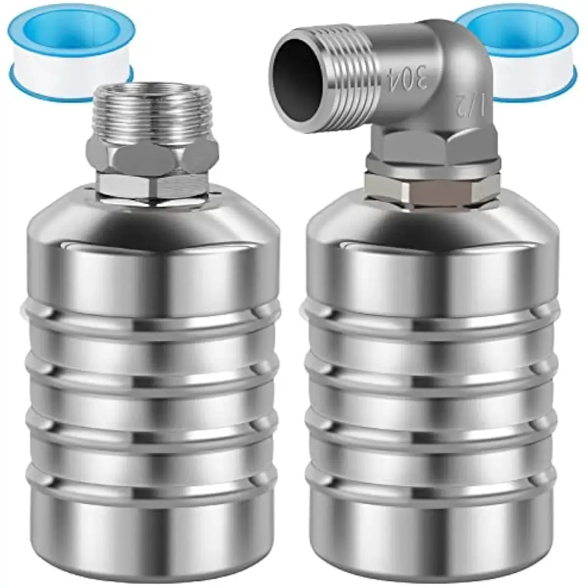 2-Pack 304 Stainless Steel Metal Pipe Mini Valves, Auto Shut-Off Water Level Control Valves with 1/2 Interface, Upper/Side Intake for Water Tanks, Metal Pipe Valves