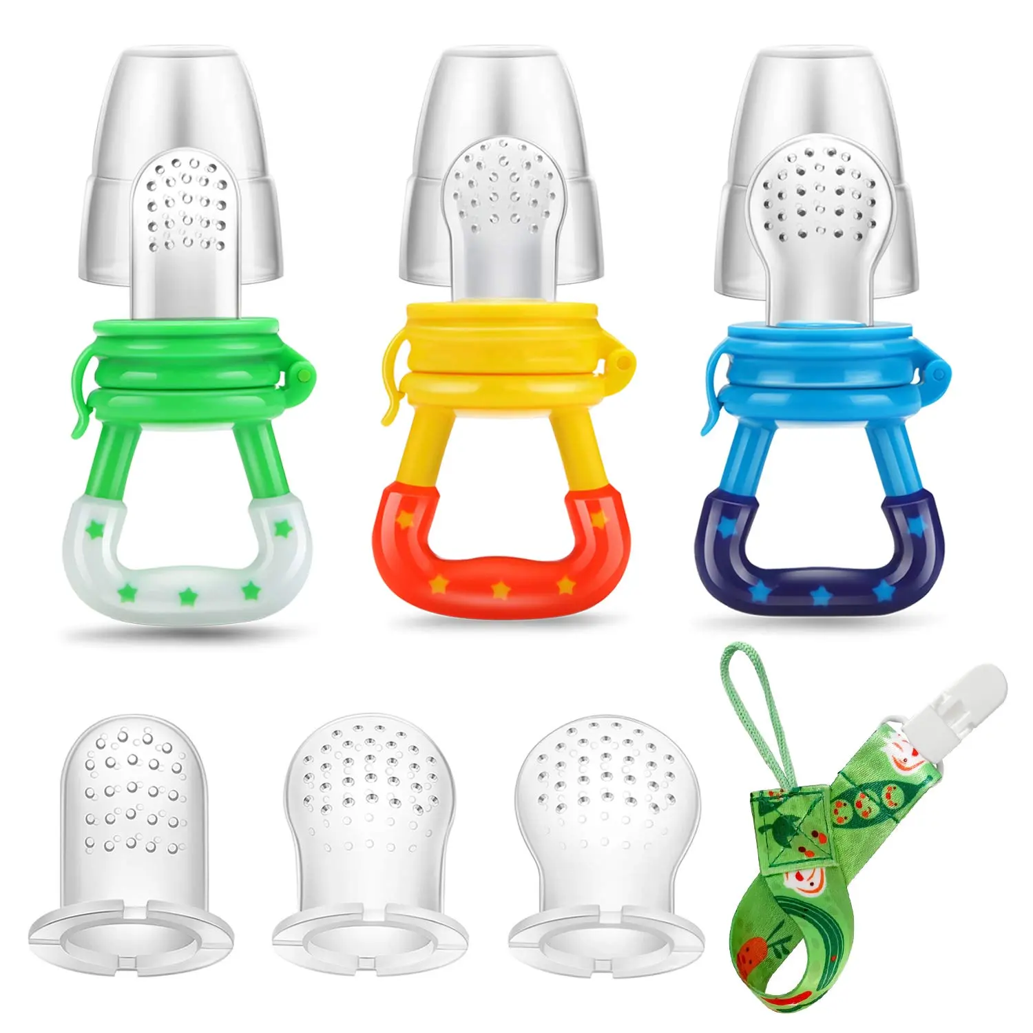 (3 Pack) Baby Silicone Pouch Feeder, Food Grade Soft Safe BPA-Free Fresh Fruit Feeder, New Model