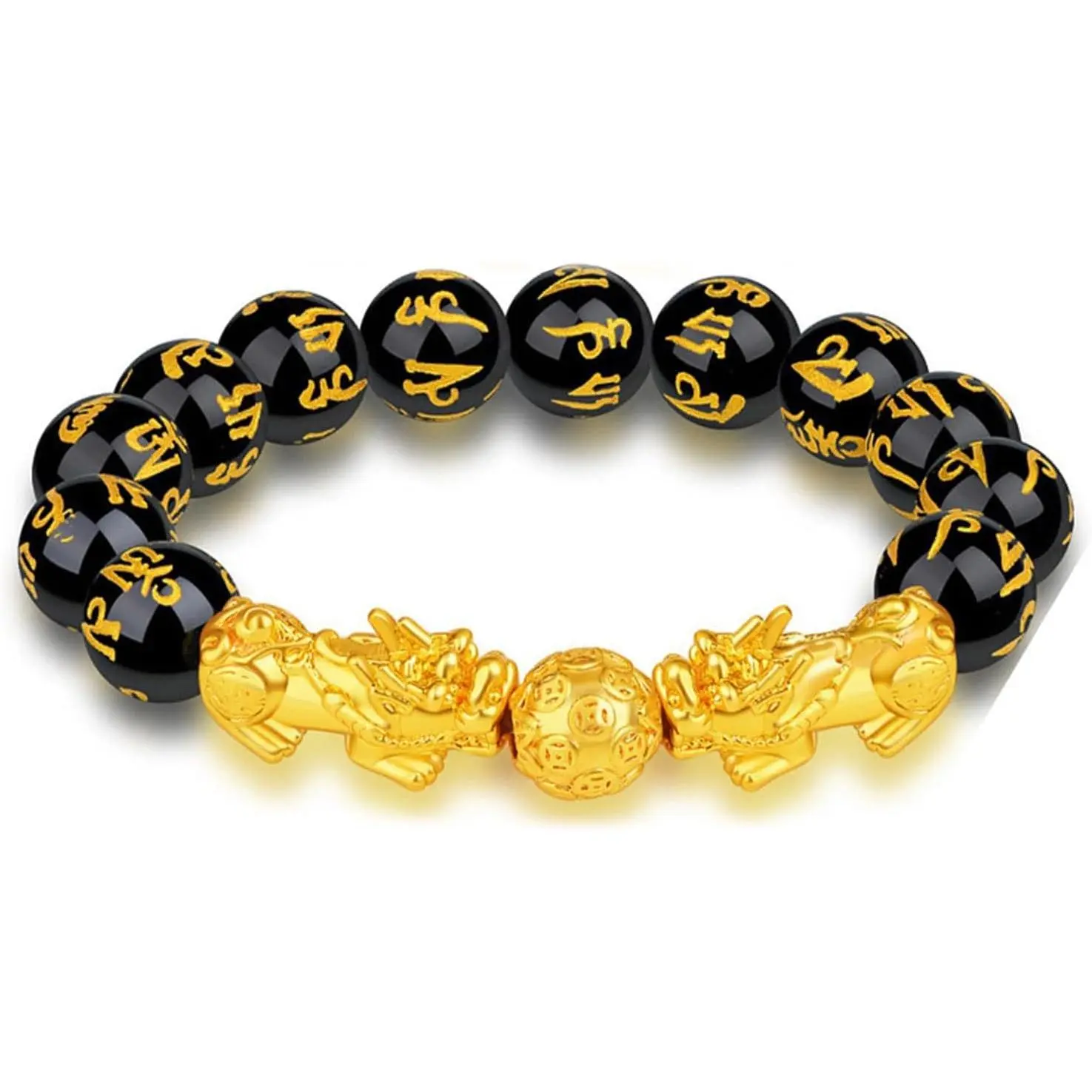 Feng Shui Pixiu Wealth And  Luck Bracelet, Black Obsidian Luck Bracelet, Feng Shui Bracelet for Men Women, Can Bring Luck and Prosperity