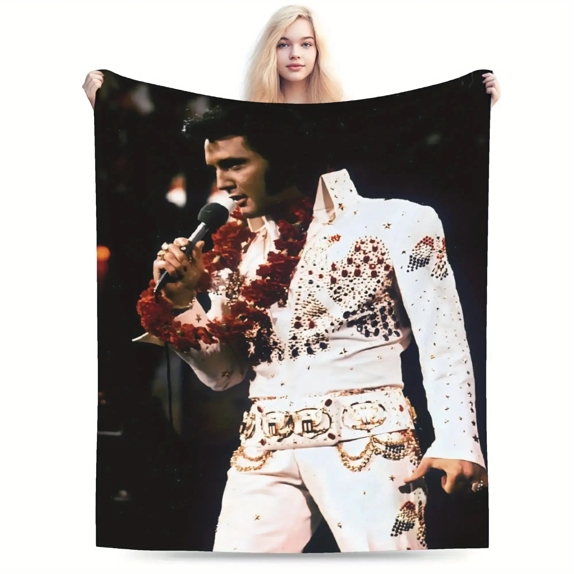 ElvisPresleyThemedUltraSoftFlannelBlanket, SuitableforAllSeasons, Travel, Camping, OfficeNap, HomeDecoration-IdealBirthdayorHolidayGift, ModernStyle, Printed