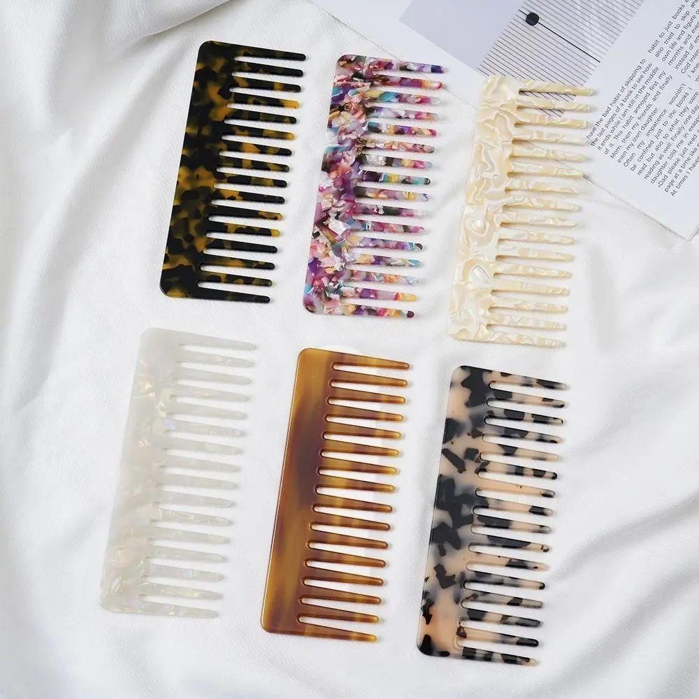 1Pc Leopard Print Cow Pattern Acetate Comb, Anti Static Wide Tooth Smooth Hair Comb, No Hurt Scalp Daily Hair Detangling Styling Tool, Portable Fashion Hair Care Styling Comb For All Hair Types