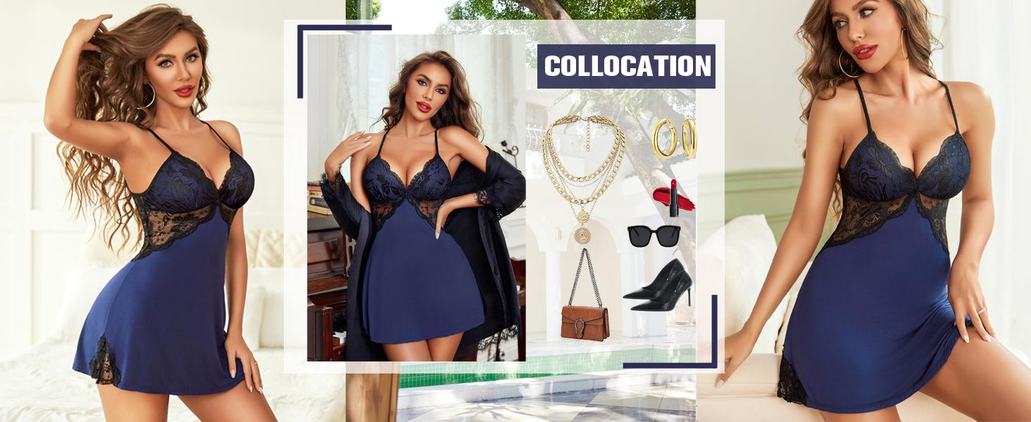 Women Lingerie Lace Chemise Sleepwear Babydoll Teddy Lingerie