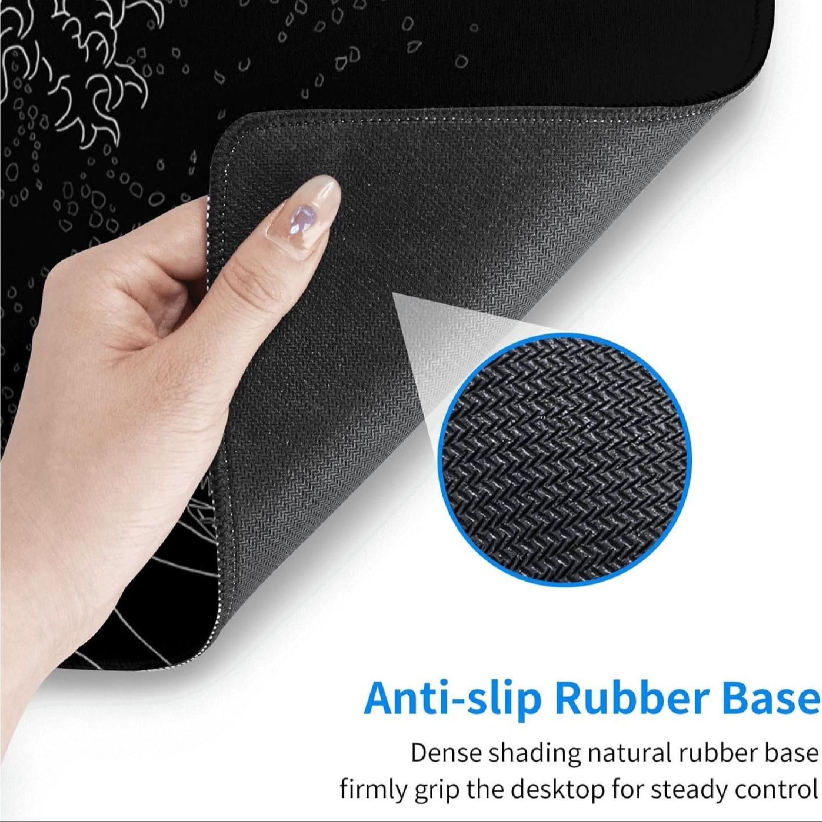 Rectangle Large Mouse Pad, 1 Count Wave Pattern Design Waterproof Mouse Mat with Non-slip Rubber Base, Smooth Desktop Mouse Pad for Home & Office, Gaming Desk Accessory, Office Desk Accessories