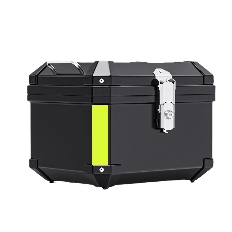 Global Motorcycle Top Case with Lock – Waterproof 45L ABS Helmet Luggage Storage Box – Durable, Reflective, Secure – Powersports Rear Trunk, Black