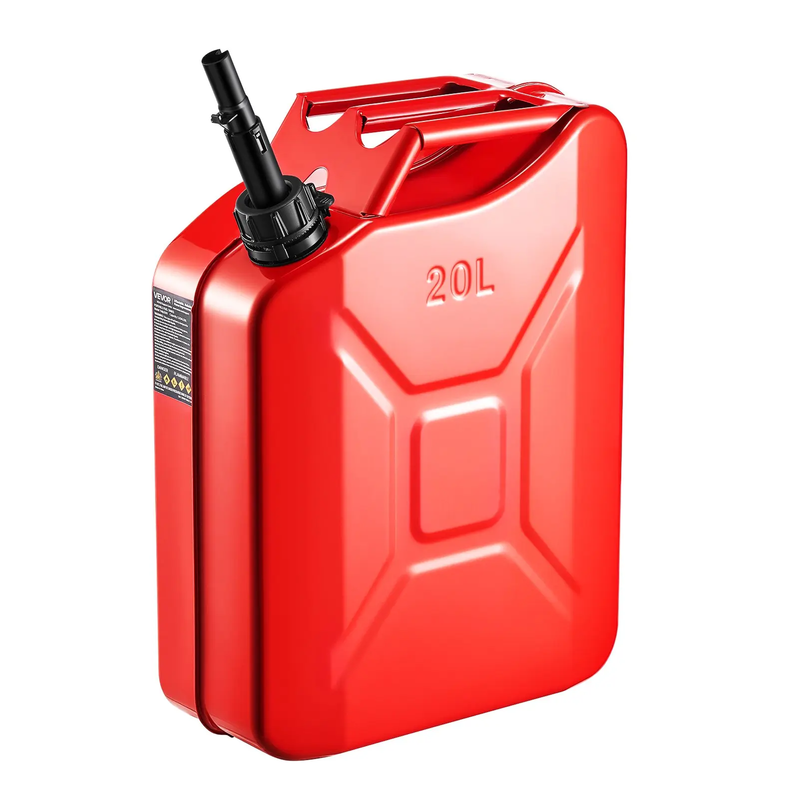 【DealsForYouDays】Newly Upgraded Oil-Tight!VEVOR Metal Fuel Container, 5.3 Gallon, Fuel Jerry Can with Spout and Comfort Handle, 6 L/min Max Flow Rate, Leakproof & Corrosion-resistant Metal Gas Tank Most Cars Motorcyc
