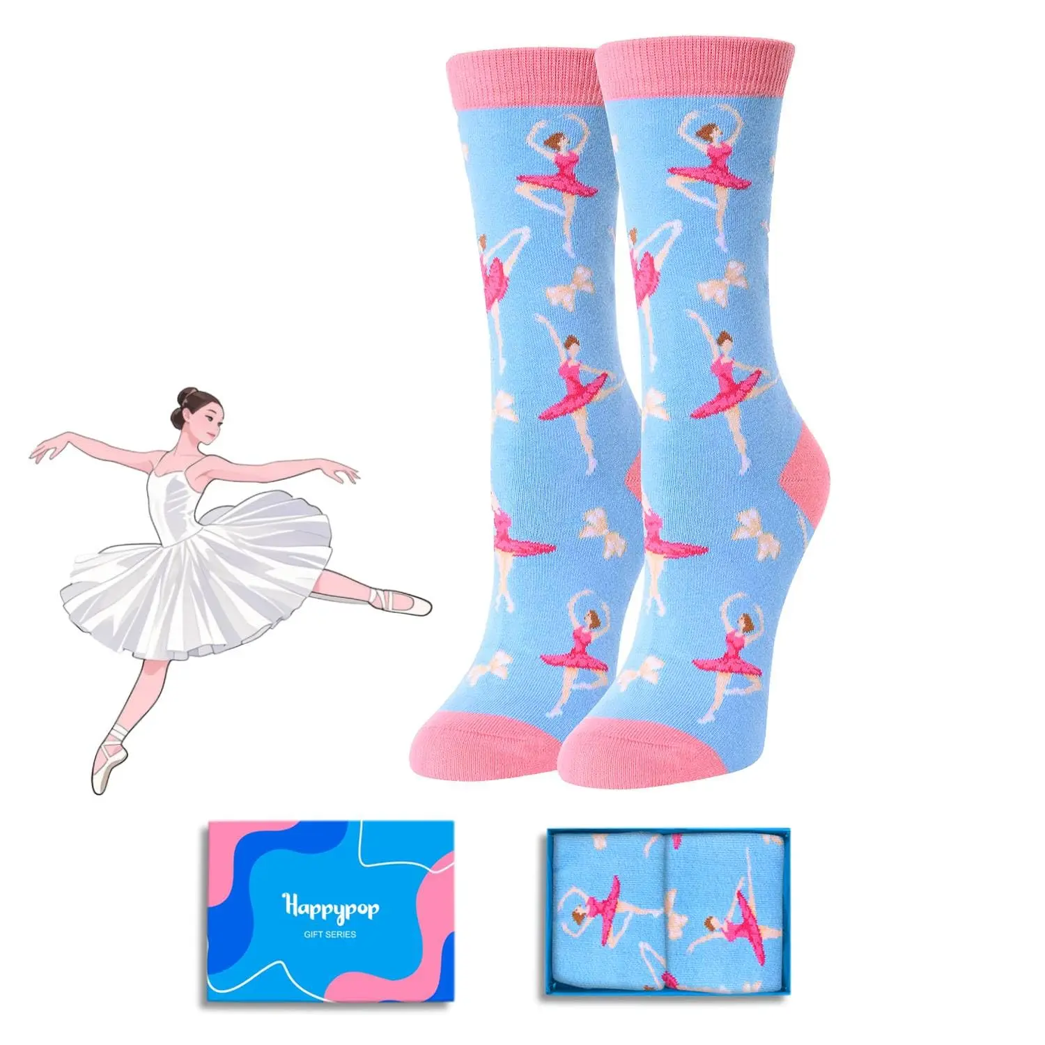 HAPPYPOP Dance Socks For Dancers Ballet Socks For Women Ballerina Socks Dancer Socks Dancing Socks, Dancer Gifts Dance Teacher Gifts Ballet Gifts Ballerina Gifts