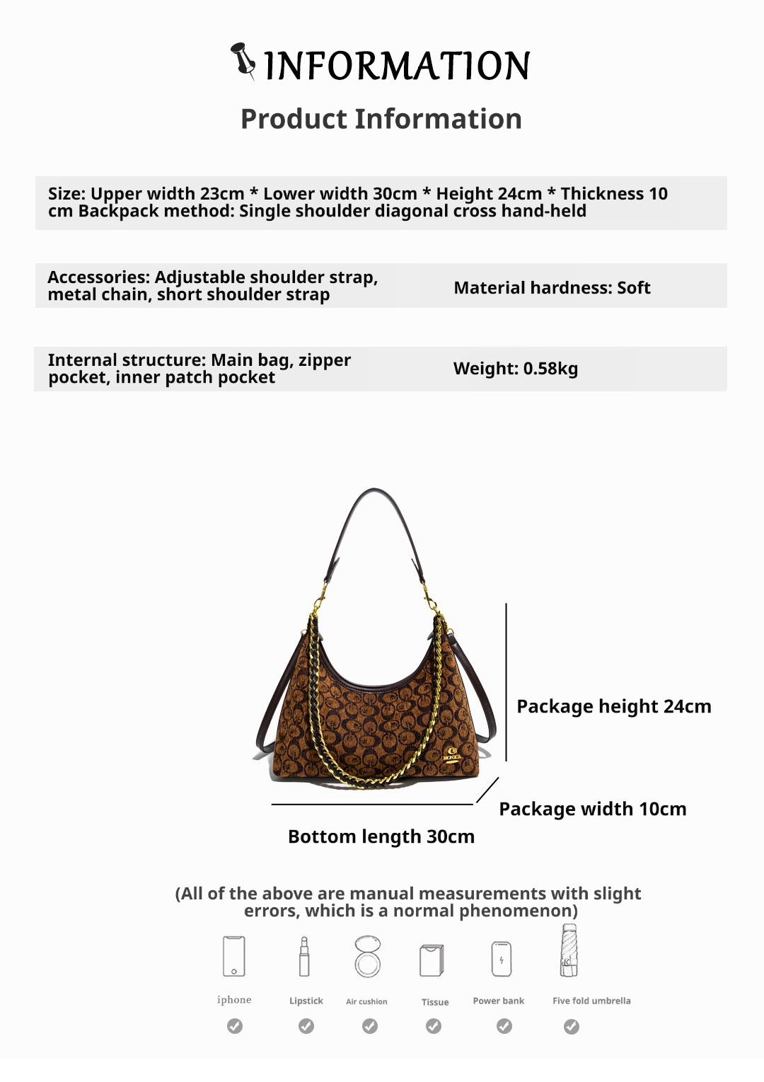 Monica KiKi Chenille coffee color Niche Tote Bag for Women, New High-End Elegant Letter Shoulder Bag, Fashionable Crossbody Bag