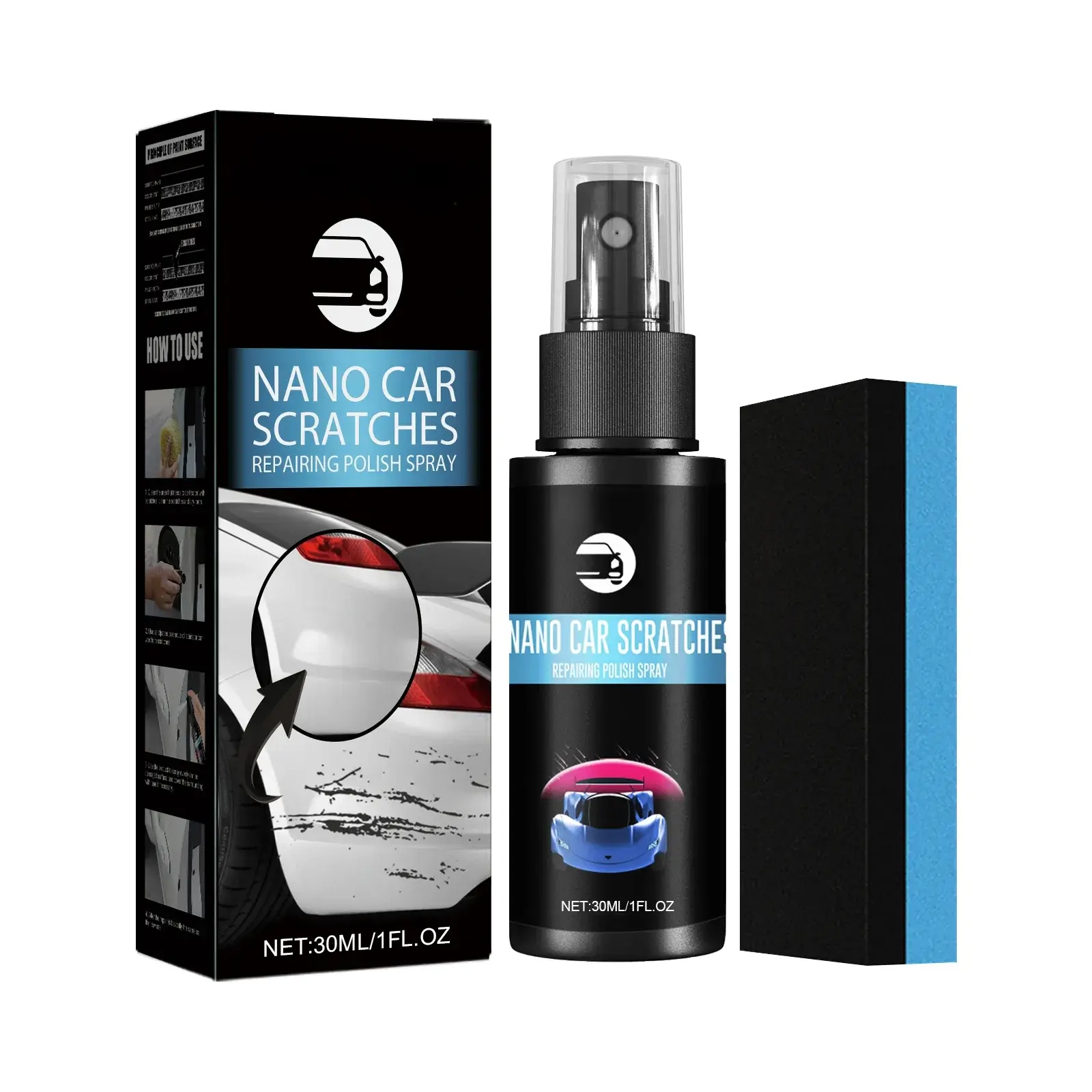 Automotive Scratch Repair Spray for Cars - Quick Fix, Simple Polysiloxane & Nanomaterial Liquid Car Maintenance Solution, Save Time Paint Brightening & Reconditioning Care Product
