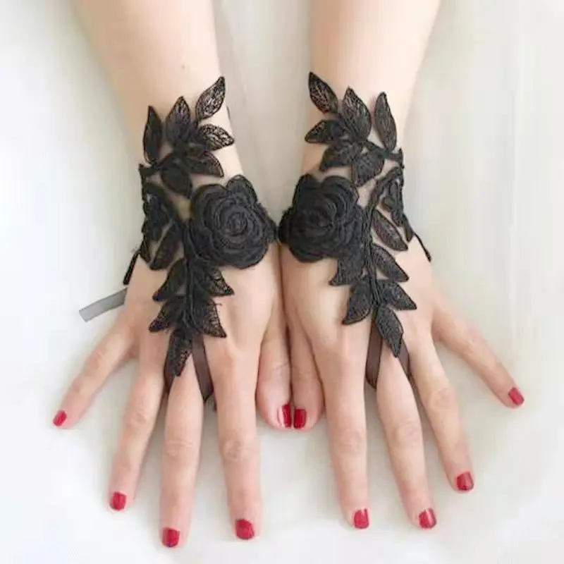 Fingerless Lace Bridal Wedding Gloves, Handmade Elegant Women Accessories Perfect for Wedding Ceremonies and Themed Parties