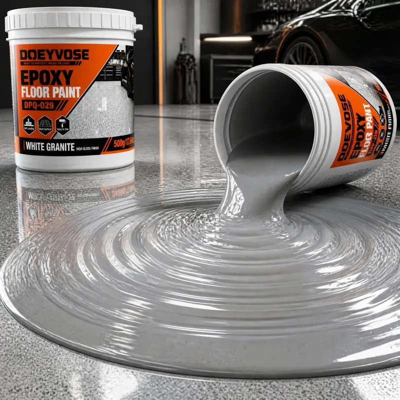 [DOEYVOSE] Gray White Granite Epoxy Floor Coating, Self-Leveling Decorative Stone Pattern Marble Texture, Resists Foot Traffic and Shopping Carts, for Store Floor, Showroom, Display Hall, Indoor Commercial Use