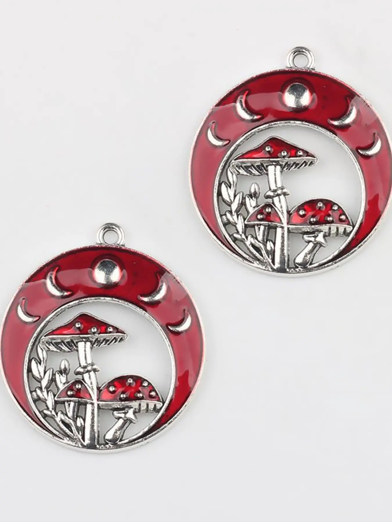 2pcs Vintage Star Moon Mushroom Pendant, Forest Fantasy Unique Accessory, Y2K Gothic DIY Jewelry, Halloween Decor, Trendy Unisex Charm
