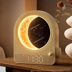 2 Sleep Sound Machine with Starry Sky Projector Moon Lamp Dusk to Dawn Light Alarm Clock Wake Up Light for Adults Kids Deep Sleep