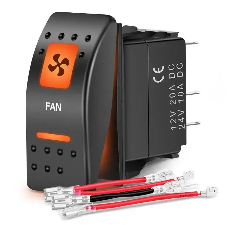 Nilight 5-Pin SPST Rocker Switch, Orange Backlit, On/Off Control for UTV Fans, Electrical Switch Accessory for Home Improvement