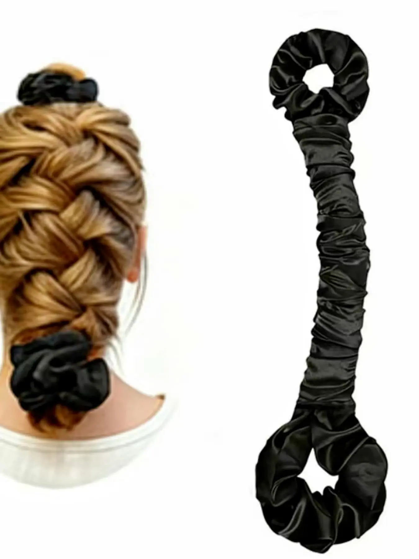 Satin Heatless Curling Rod with Scrunchie, Overnight Natural Curler for All Hair Types, No-Heat Accessory, 1pc