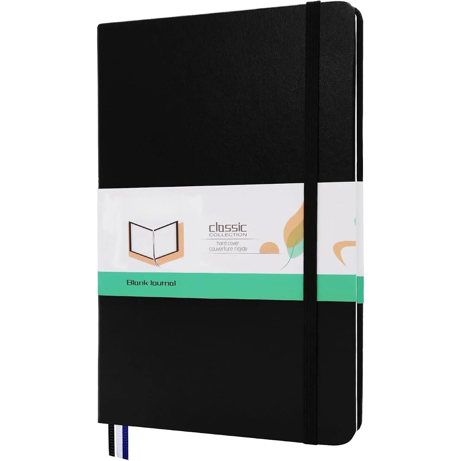 Hardcover Notebook Blank Journal Sketchbook for Drawing, Medium 5.5 by 8.4 Inch, 100 GSM Thick Paper (Black, Plain)
