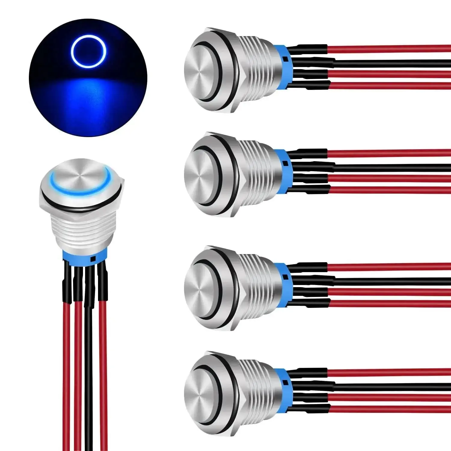 Nilight 16mm 12V Waterproof ON Off Latching Push Button Switch