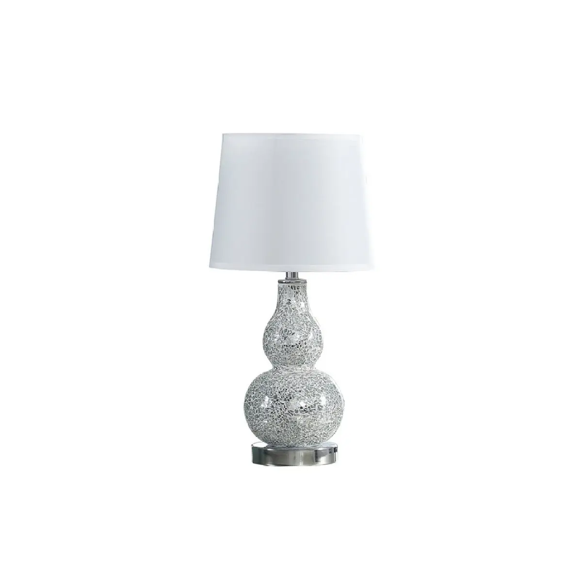19.5" In Mior Glass Mosaic Silver Chrome Polyresin Table Lamp