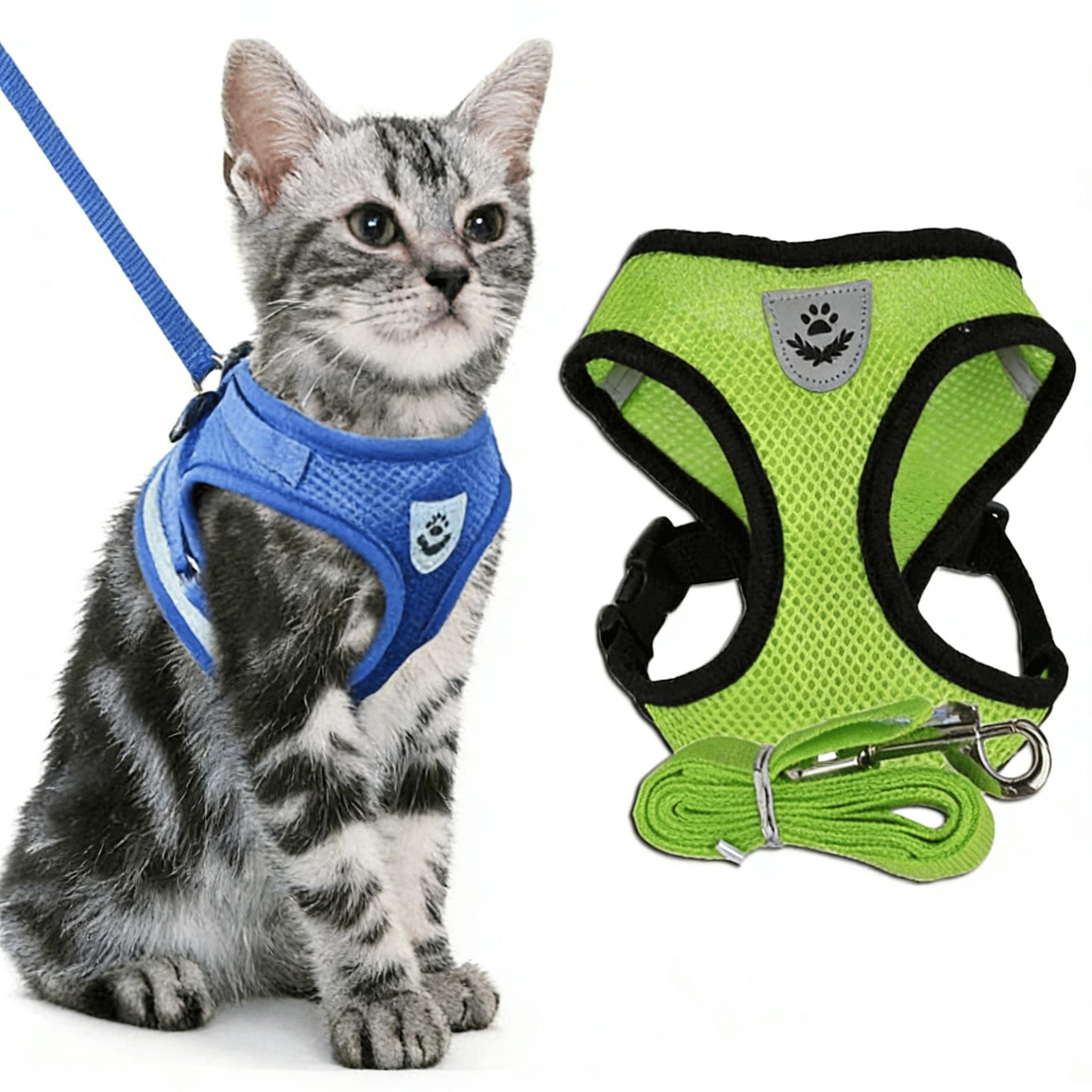 Safe and Comfortable Adjustable Reflective Harness for Cats & Dogs - Control Vest with Matching Leash in Sizes S to XL