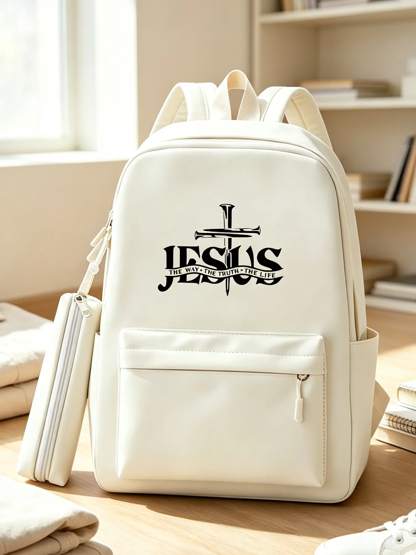 JESUS Print Fashion Backpack, Unisex Portable Daypack, Laptop Bag for Commute, School, Outdoor Travel Trip
