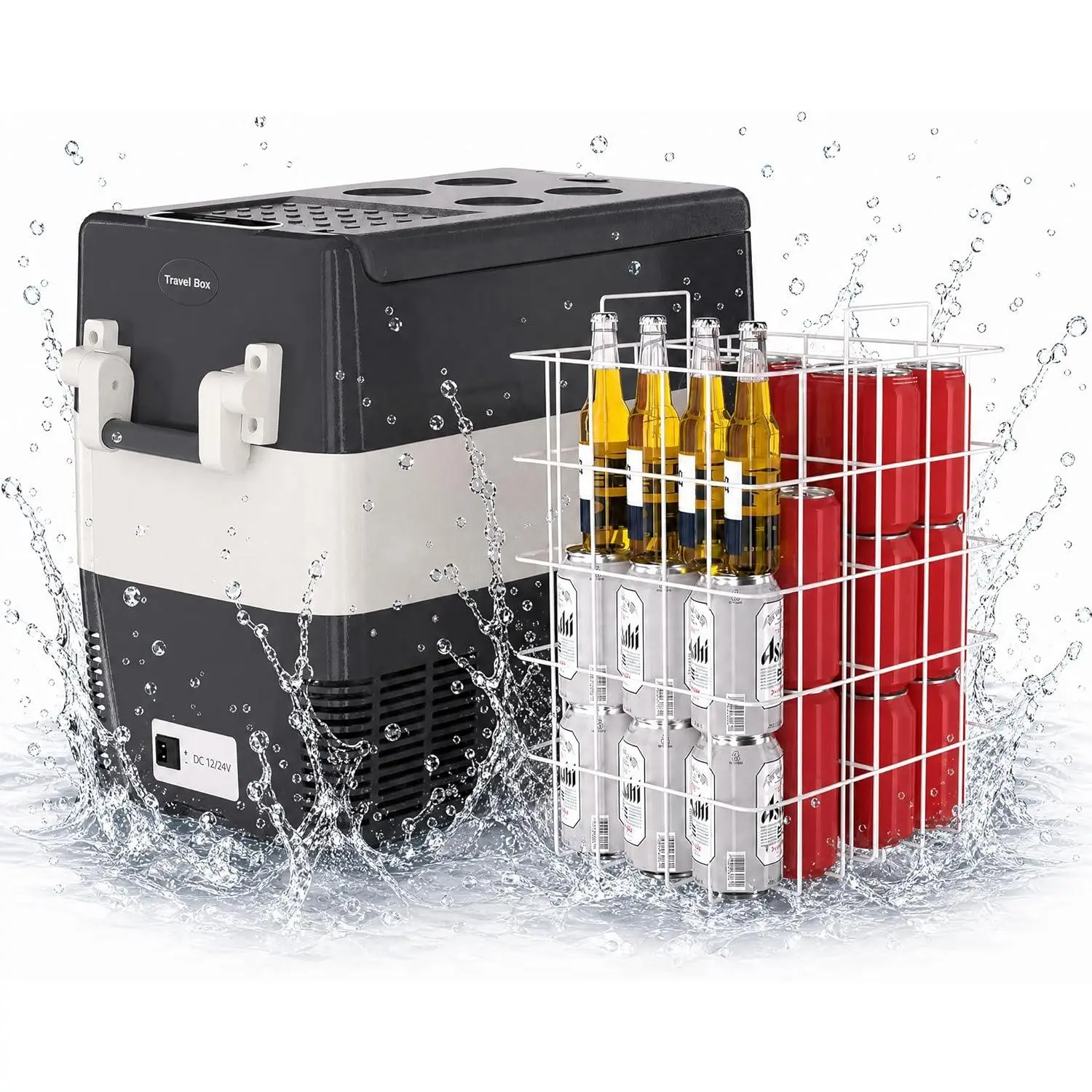 12V Portable Car Refrigerator Freezer, 52QT with -4℉ to 50℉ Adjustable Temperature, 12/24V DC & 110-240V AC Compressor Fridge, Fast Cooling for Camping, Travel, Truck