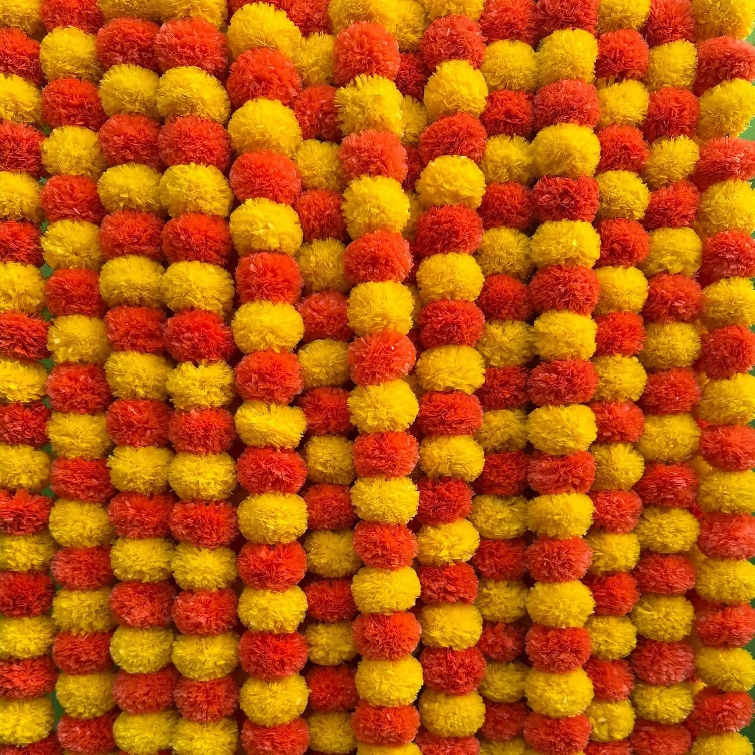 Marigold Garland for Decoration, 5 Pieces, 5 Feet, Diwali Decoartions for Home, Indian Décor, Wedding, Christmas, Dia de Los Muertos, Cempasuchil Flowers