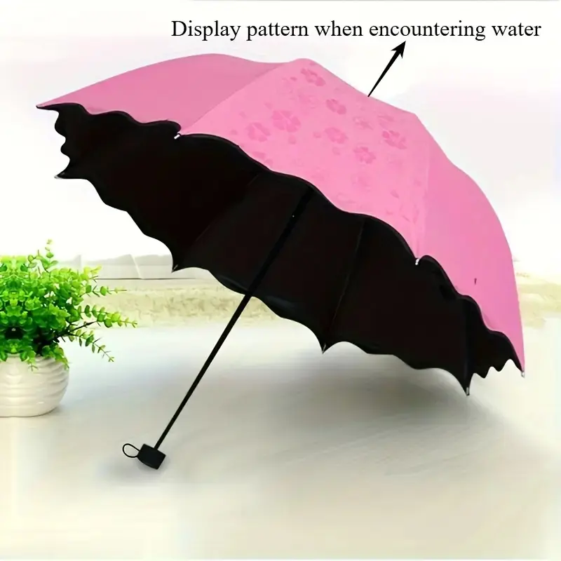 Water-Activated Flowering Folding Umbrella, Rubber Rain & Sun Protection, UV Shield, Thickened Design, Unisex Portable Foldable Umbrella, Outdoor Travel Umbrella