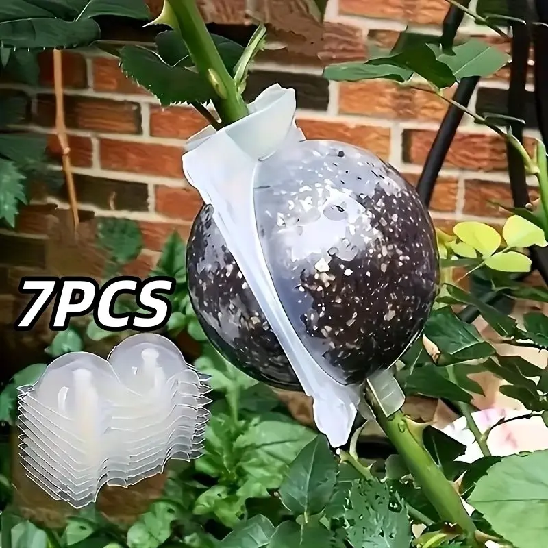 7-Piece Rooting Box Set for Plant Propagation and Grafting, Thick Plastic Rooting Boxes with Aeroponics Balls, Ideal for Garden Trees and Cuttings