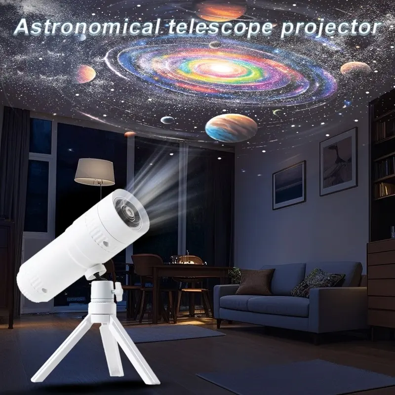 360° Rotating Starry Night Projector Lamp, Rechargeable Galaxy Light with 16 HD Patterns, Tripod Included, Bedroom Ambiance Nightlight Gift, Starlights