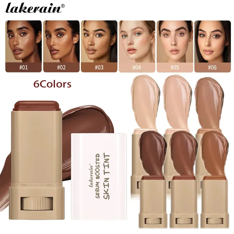 Cosmetic Serum-Boosted Skin Tint Foundation Stick, High-Coverage Eraser Concealer, Moisturizing Hydrating Plumper for Sensitive Skin, Travel Size Bronze Makeup, Smoothing, Firming, Antioxidant