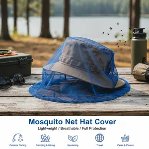 Breathable Mosquito Net Head Cover, Lightweight Outdoor Protection Mask, Durable Polyester Mesh, Ideal for Fishing, Camping, Gardening