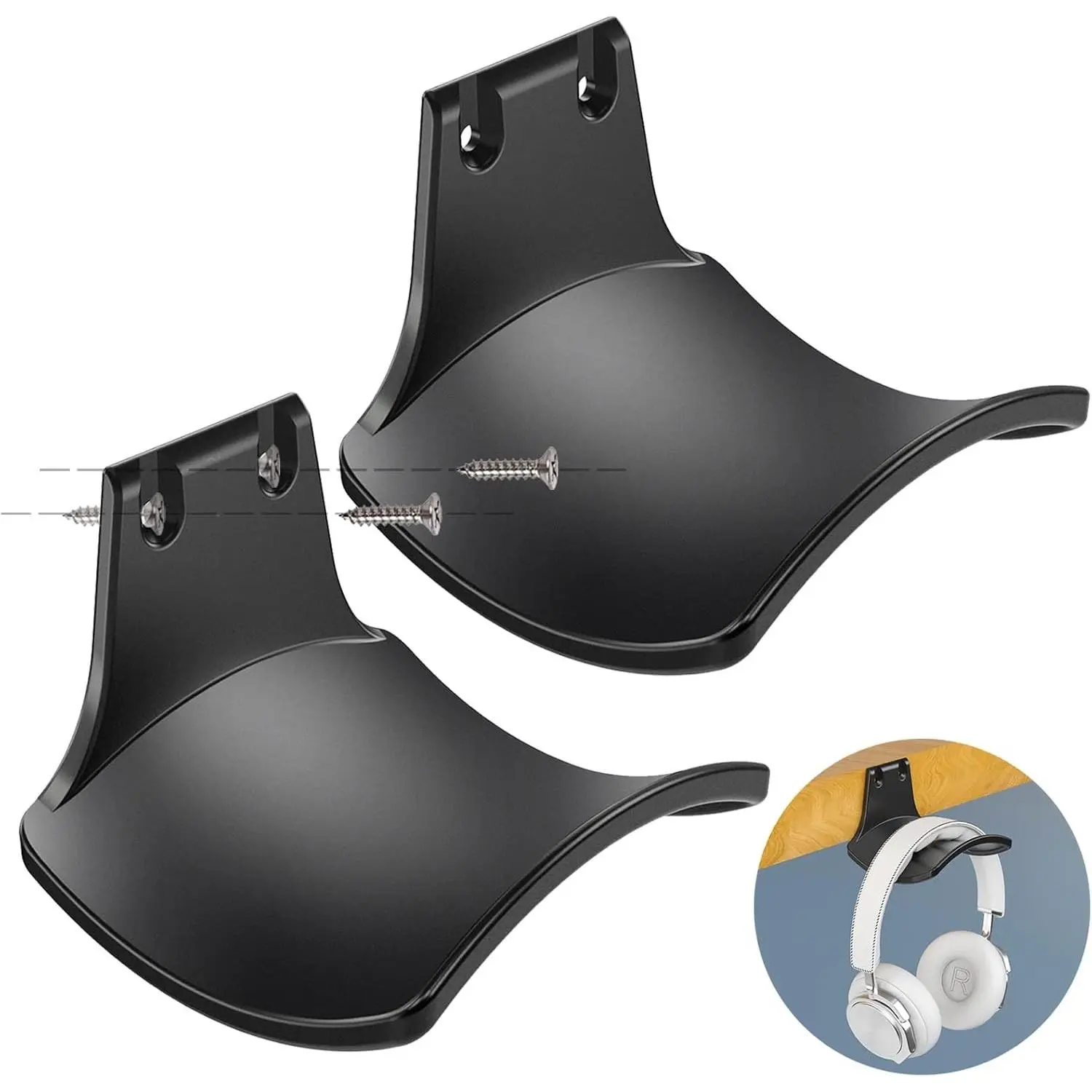 2-Pack Never Fall Headphone Hook Hanger Wall Mount Headset Holder Stand fixed with screws for airpods max sennheiser sony bose beats akg