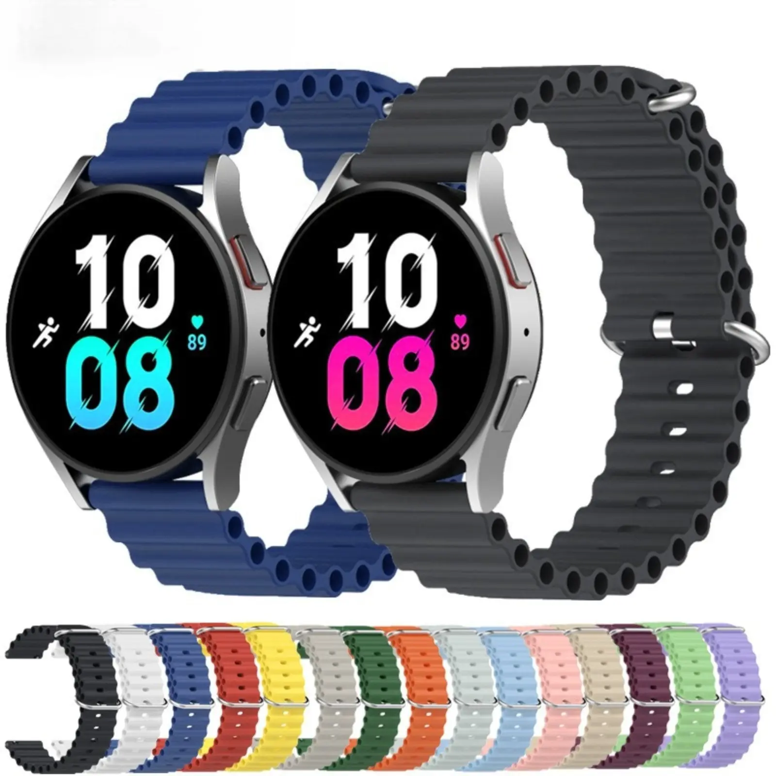 Sport Ocean Band for Samsung Galaxy Watch 7 6 5 4 22mm 20mm Silicone Rubber Strap Waterproof Breathable Wristband for Men Women Diving Fitness