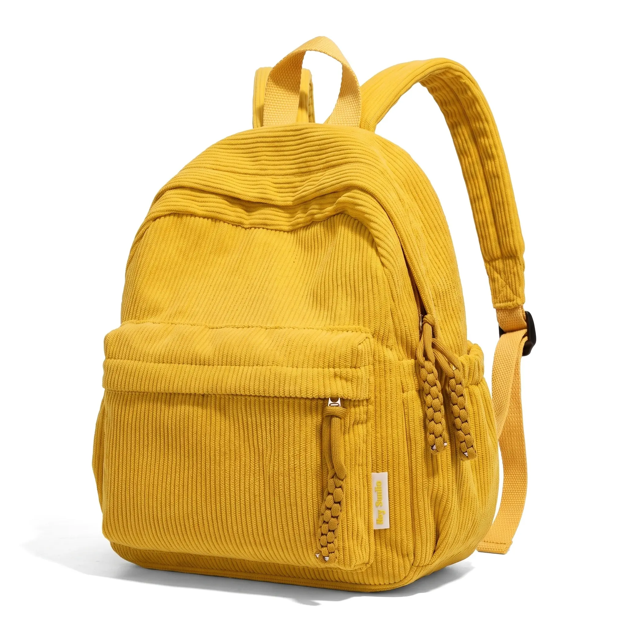 Japanese Style Corduroy Backpack for Women, Small Casual Zippered Rucksack for Travel, School, and Daily Use, Corduroy Fabric, Simple Shape, Travel Use, Zippered Pockets, Back To School Haul