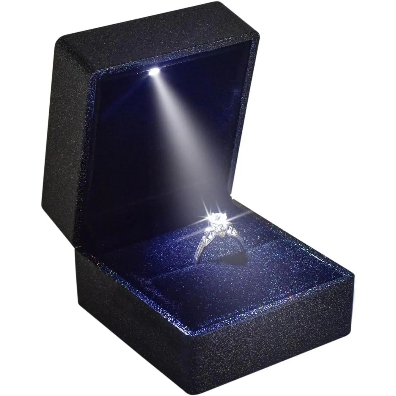 LED Lighted Engagement Ring Box,  Sky Ring Case for Proposal |  Giving,  for Wedding, Anniversary, Ceremony, LED Light Included, Sparkle to Display, Protect The