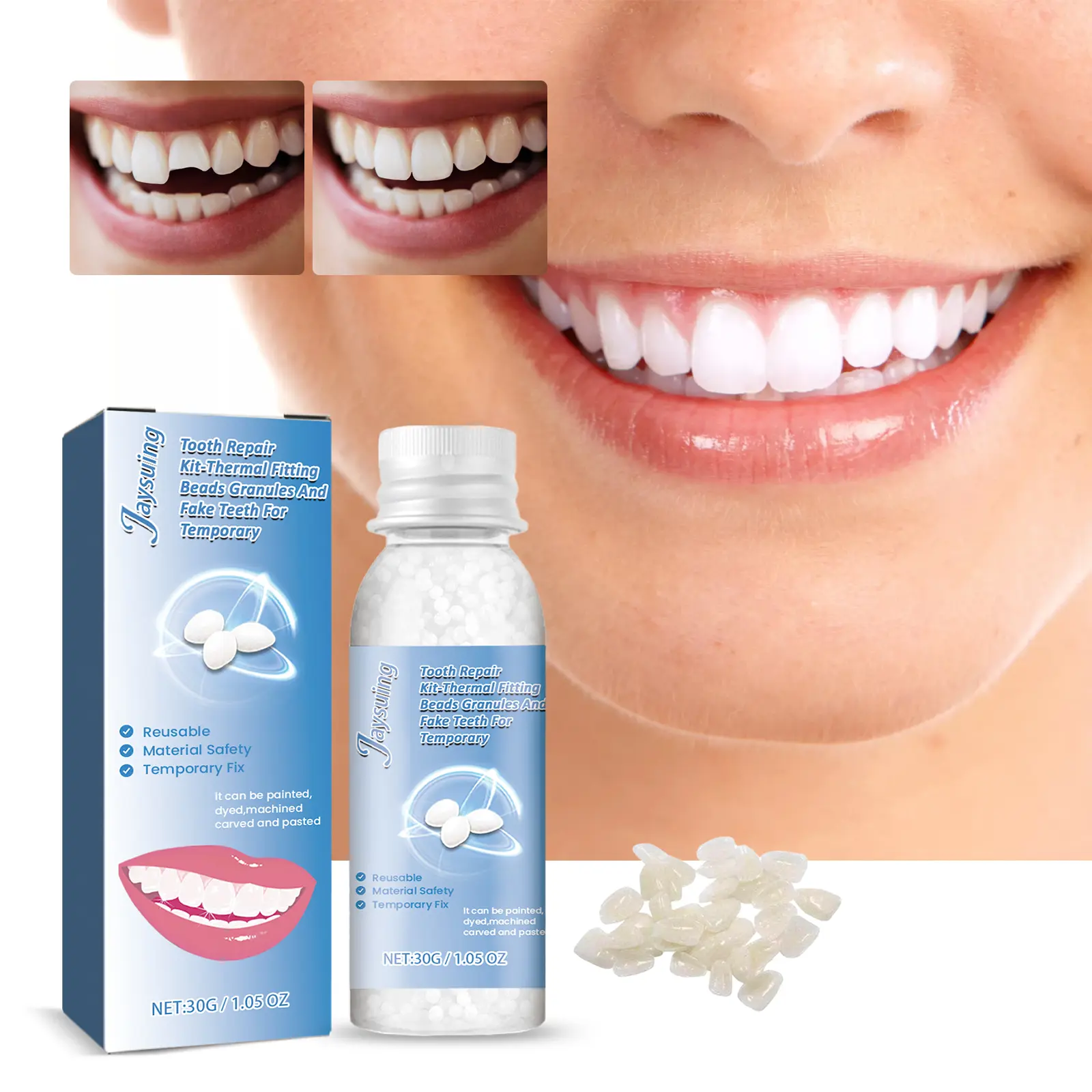 Temporary Dental Repair Kit - Denture Putty for Tooth Filling, Gap & Hole Repair, Halloween Makeup Teeth