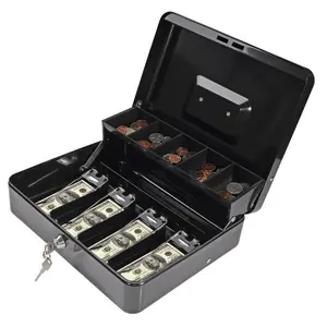 Key-Operated Portable Coin Bank, Coin Piggy Bank, Savings Box, Metal Cash Register Money Holder, Secure Storage Container for Kids