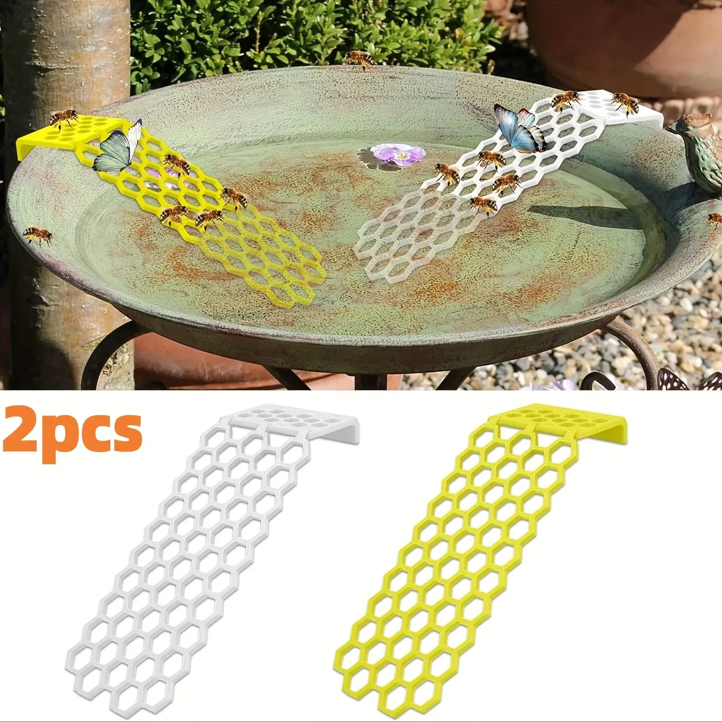 Float Bee Ladder Set, Floating Feature, Garden & Bird Bath Bees Cup, Colorful Insect Waterer, Honeybee Drinking Station, Butterfly Feeder, Bird Feeding Station, Bird Feeding Tool, Bird Supplies, 2 Pieces