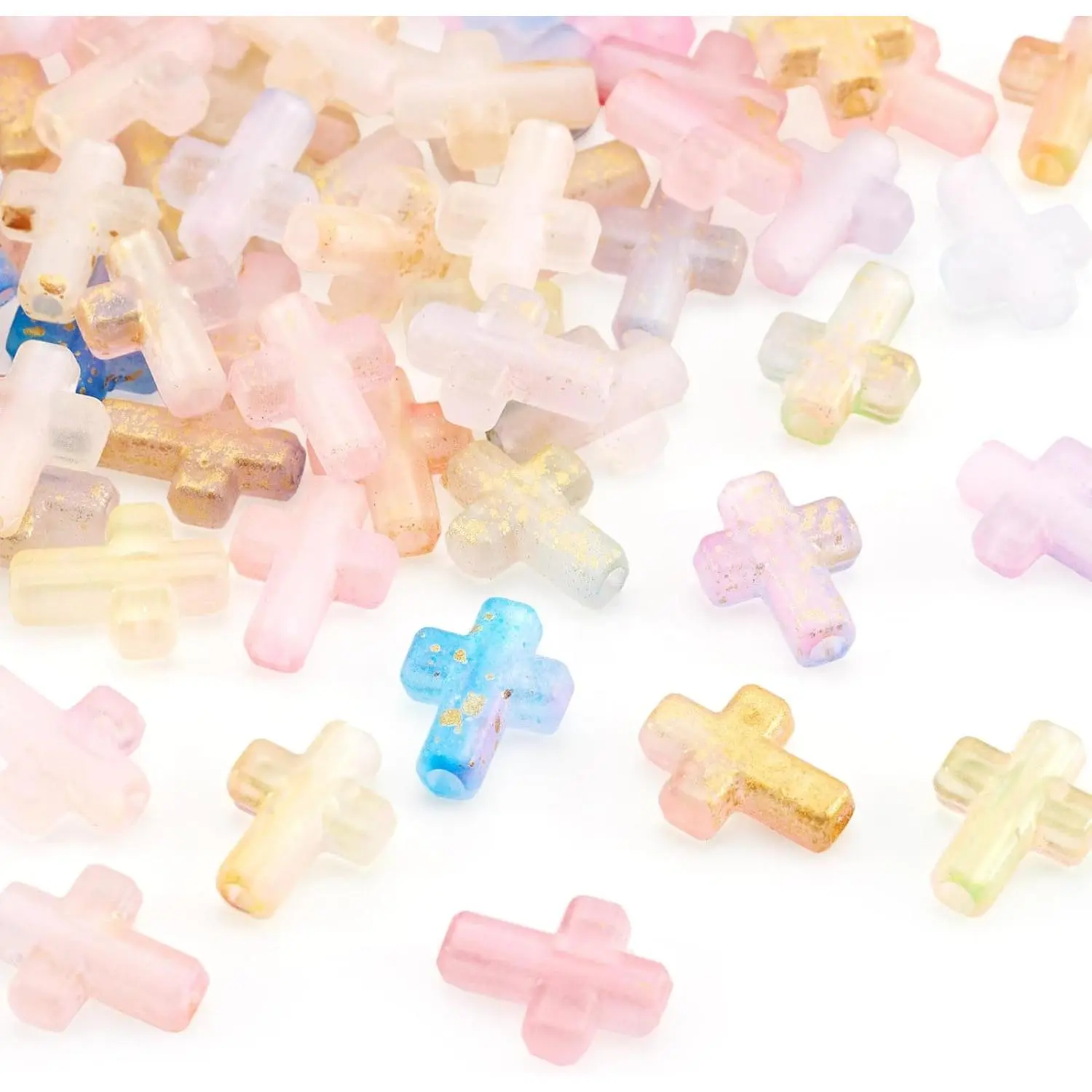 108 count Golden Metal Enlaced  Beads for  Making   Bead for Bracelets Crosses Charms for Bracelets Spacer Beads Pocket Crosses for DIY Crafts Xmas Easter Decor