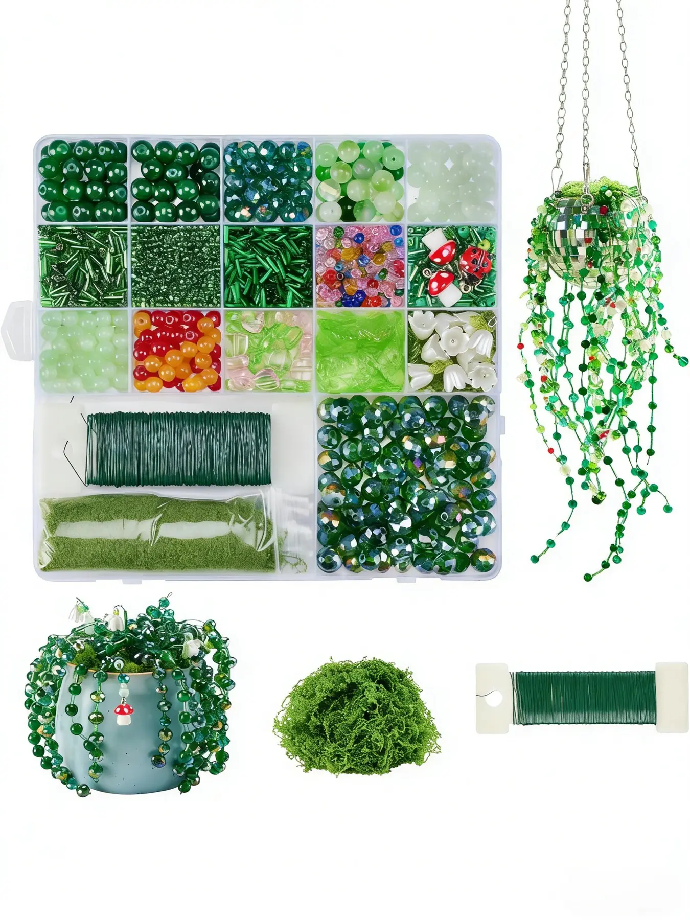1808pcs Glass Beaded Plant Kit, Forever Plant Beaded Leaf Flower Beads, Succulent Plant Jewelry Making, DIY Crafts Supplies, Bead Kits, Beading Supplies