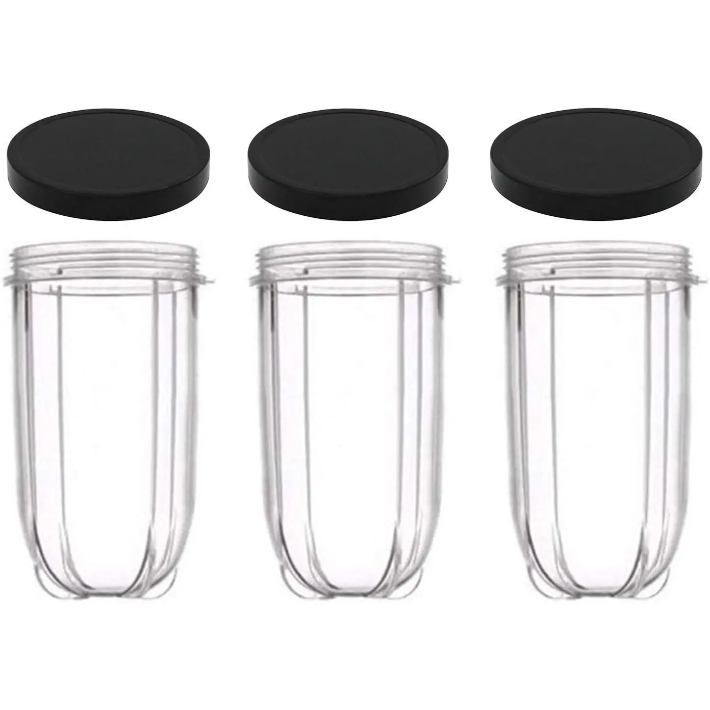 Magic Bullet Blender Storage Replacement 3 Cups - 3-Pack 16oz BPA-Free Non-Toxic Plastic Cups with Lids, Dishwasher Safe, Freezer Safe (6-Piece Set), Replacement Cups