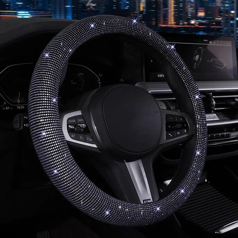 Shiny Rhinestone Steering Wheel Cover for Women, Aesthetic Car Interior Decor with a Smooth Texture & Tailored Fit, Steering Wheel Decor, Rhinestones, Car Accessories For Women